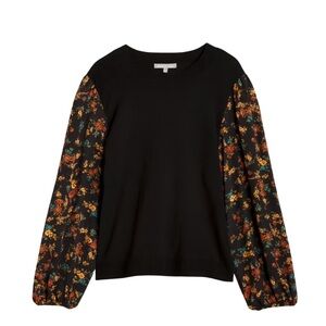 Daniel Rainn Black Top with Floral Sleeves